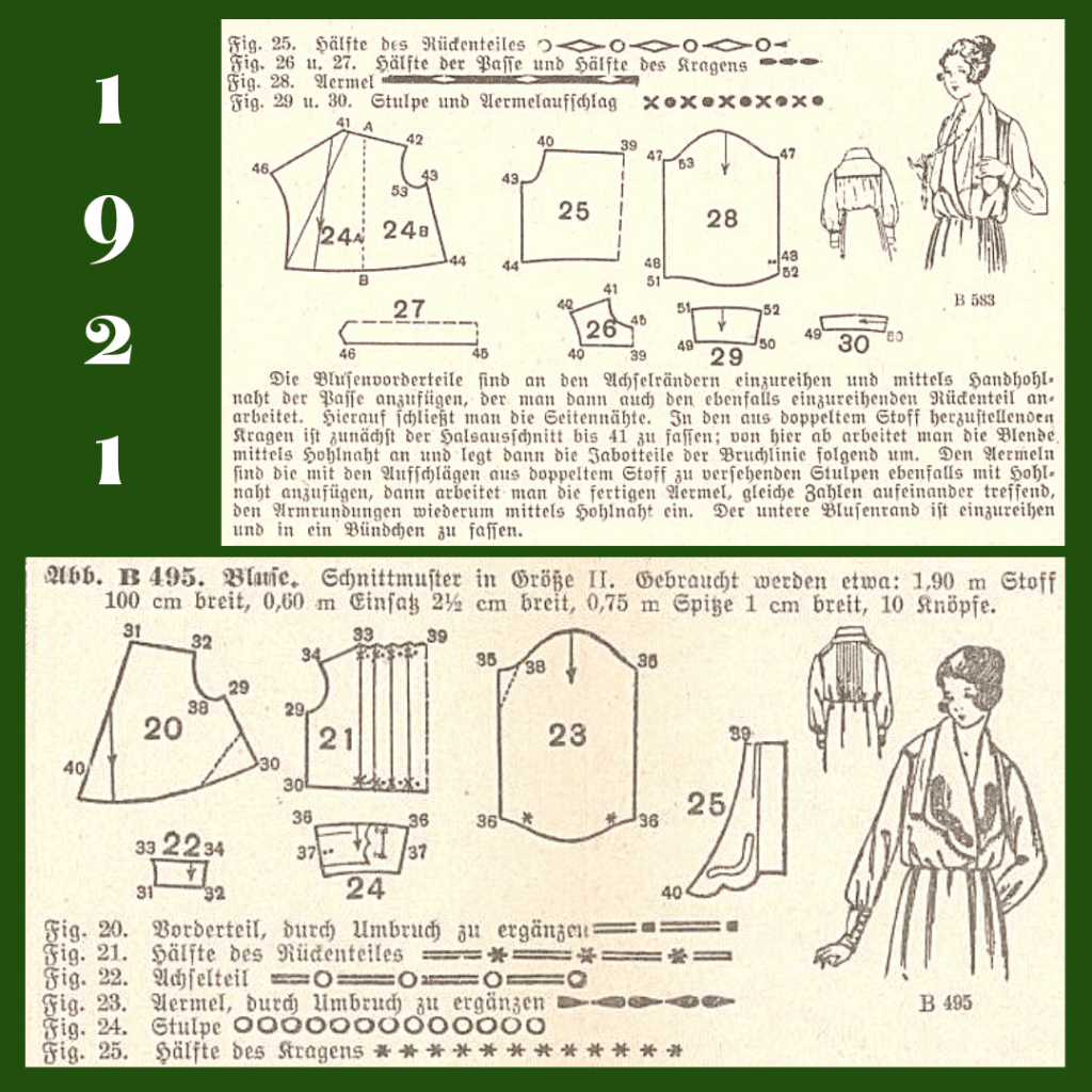 Wykroje bluzek damskich na 1921 rok