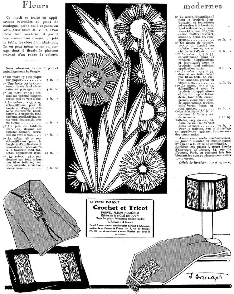 1928 stylizowane geometryczne kwiaty Art Deco