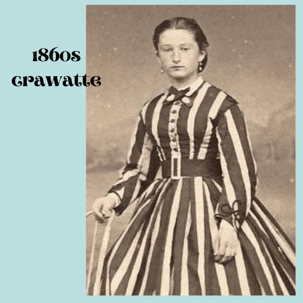 suknia krynolinowa w paski z połowy lat 1860.