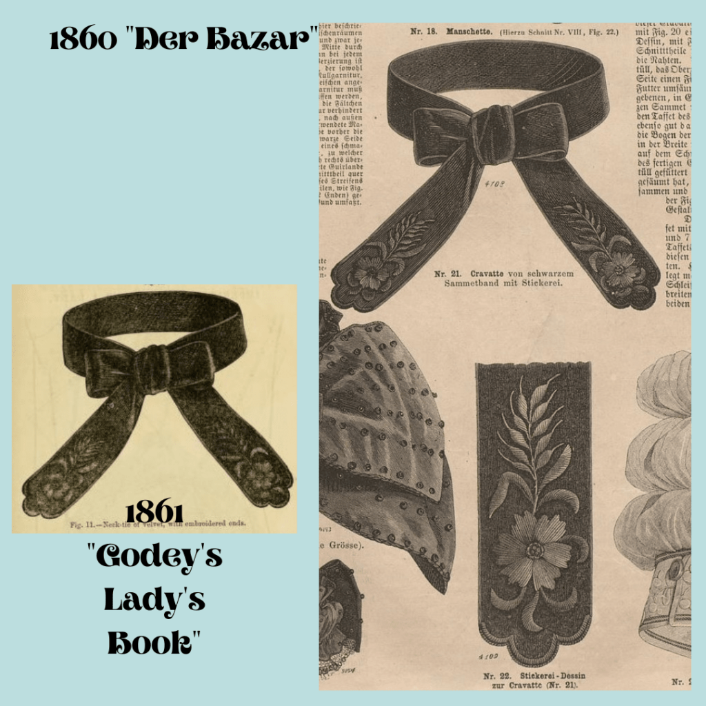 Krawatka z haftem z 1860 roku
