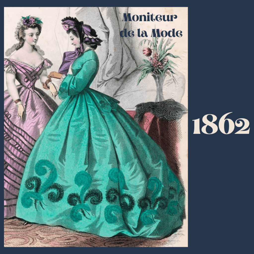 Suknia z wzorem piór z 1862 roku