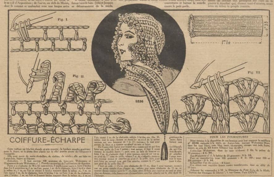 1925 szydełkowe okrycie głowy